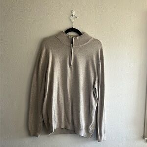 Roundtree & Yorke Cream Quarter Zip Sweater Classic Knit